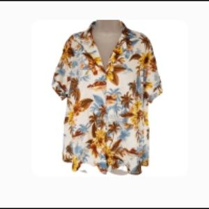 ZARA Floral Linen Camp Shirt NWT